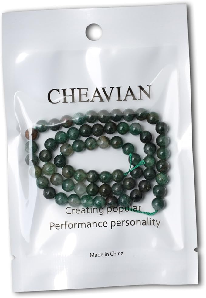 cheavian 60pcs 6mm natural green mica gemstone smooth surface round loose beads for jewelry making 1 string 15 inches