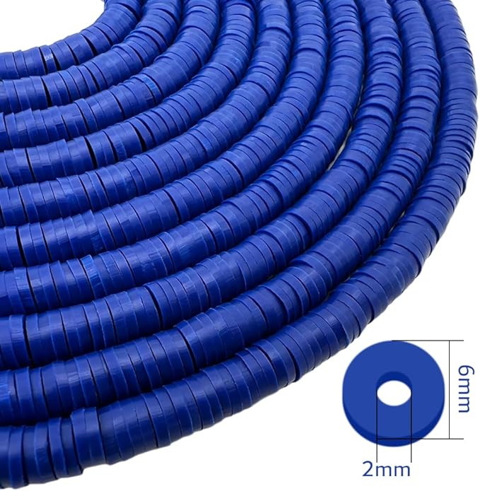 10 Strands Clay Bead, Heishi Beads for Bracelet Stack, Earth Tone Clay Beads for Adults, Flat Beads Kit for Friendship Bracelets, Neutral Beads Bracelet Making Kit(Navy)