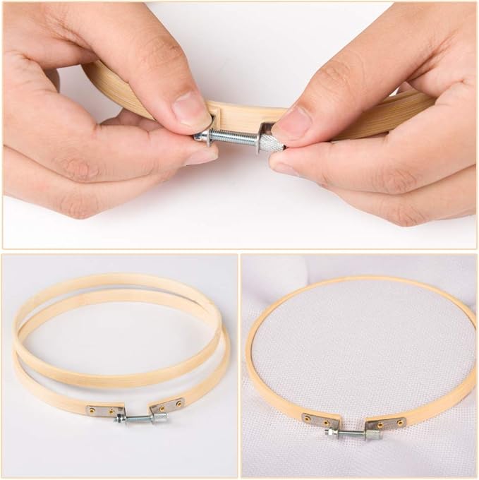 giemson embroidery hoop 12 pieces 8 inch round embroidery hoops bamboo circle cross stitch hoop for embroidery and art craft sewing
