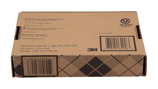 Scotch Washi Tape, 10 Rolls, Great for Use in Bullet Journal, School Supplies, Craft Supplies, and Teacher Appreciation Gifts (C317-10-SIOC) (Pack of 8)