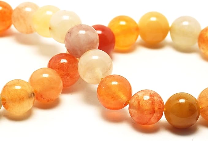 8mm Natural Stone Beads for Jewelry Making - Gemstone Round Loose Beads for Bracelets(45-48pcs, Gold Veined Jade)