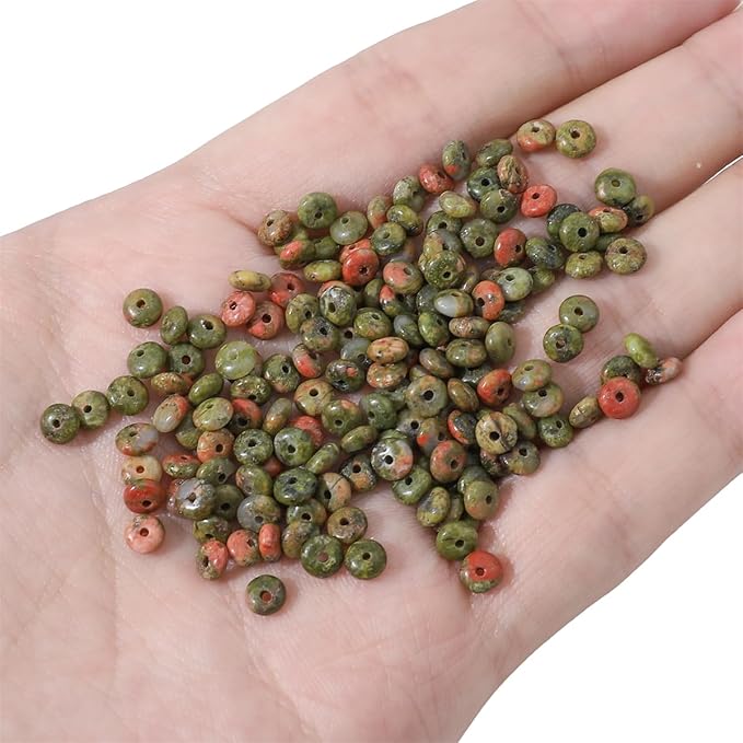 beadia natural unakite disk stone beads 4x2mm 160pcs rondelle loose semi gemstone beads for jewelry making design