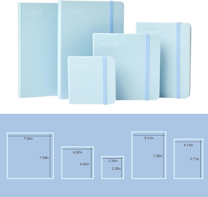 CuppaClip Watercolor Journal 300GSM Fine Grain Art Supplies for Adults Kids Watercolor Pad Wet Media Painting Wood Pulp Paper (Blue, 5.3x7.2in)