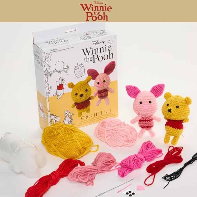 Innovative Designs Disney Winnie The Pooh Crochet Kit for Beginners, DIY Crochet Kits for Adults, Teens, Kids, Instruction Manual – Pooh and Piglet