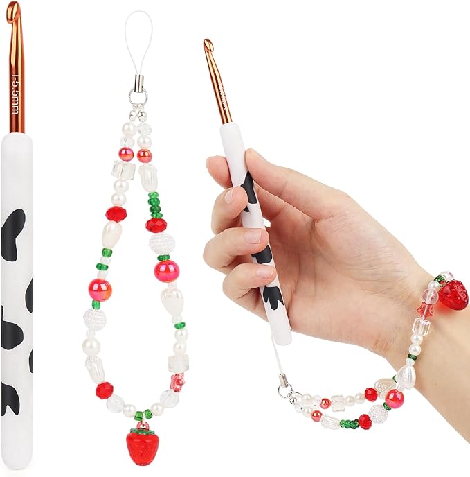 Coopay Crochet Hooks, Crochet Hook with Soft Polymer Clay Handle and Attached Bracelet - Stylish & Practical - 5.5mm (I-9)