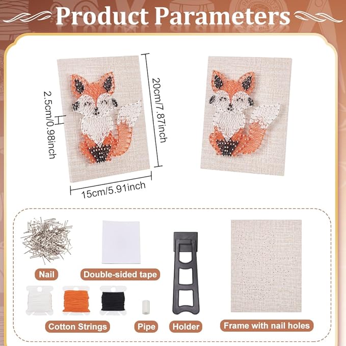 WEBEEDY DIY String Art Kit Fox Craft Kit Creative Animal String Art Craft Kits for Adult Beginners Christmas Holiday Home Wall Table Decorations Gift