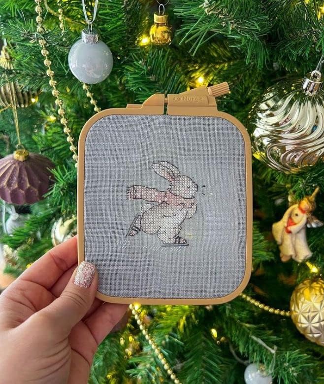 nurge square embroidery hoop - plastic cross stitch frame for needlepoint & embroidery - adjustable craft hoop - beige - no:2 (small)