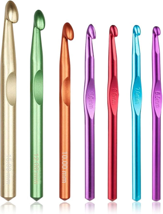 Large Crochet Hooks,15mm 12mm 10mm 9mm 8mm 7mm 6.5mm Crochet Hooks for Chunky Yarn