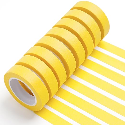 8PCS Colored Masking Tape - Yellow Painters Tape, Tape for Kids Art Supplies, Great for Crafts, Labeling, DIY Decorative, 1/2 Inch Colored Tape Rolls- Tiny Size