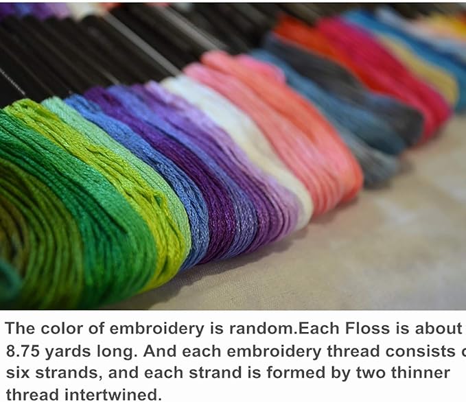 Vilihkc Rainbow Color Embroidery Floss 200 Skeins Per Pack with Cotton for Cross Stitch Threads Bracelet Yarn Craft Floss Embroidery Floss Set