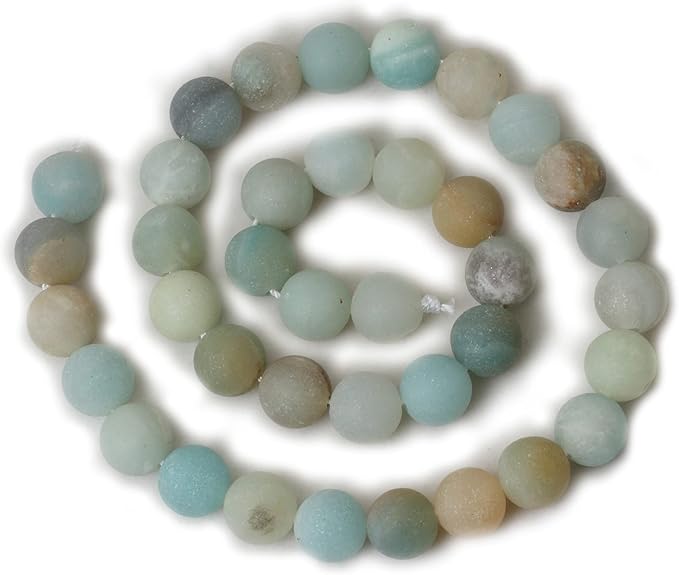cheavian 35pcs 10mm natural colorful frosted amazonite gemstone round loose beads stone beads for jewelry making diy 1 strand 15"