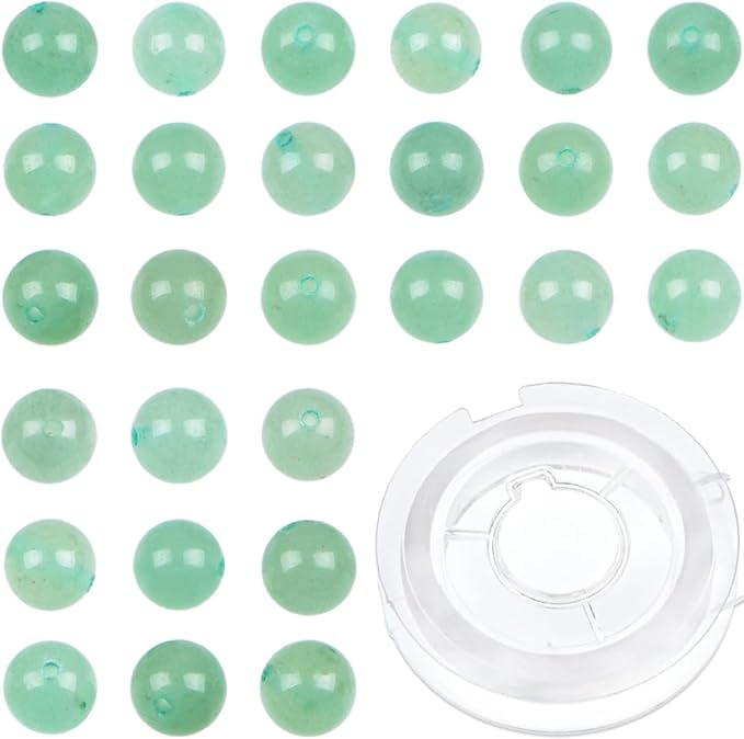 bymitel 210pcs natural crystal beads stone gemstone round energy healing loose beads with stretch cord for jewelry making bracelets anklets (green aventurine, 4mm 210pcs)