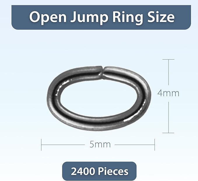 Mandala Crafts 5X4mm Gunmetal Oval Jump Rings Jewelry Findings Metal O Rings for Jewelry Making Supplies - 2400 Small Open Jump Rings Kit for Necklace Earring