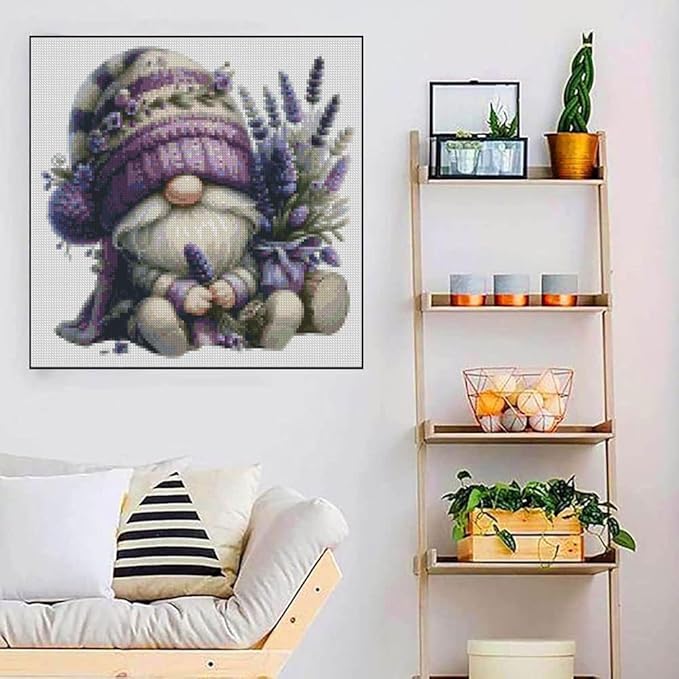 gnome stamped cross stitch kits flower gnome cross stitch patterns,dimensions cross stitch kits embroidery kit arts and crafts for beginners 13.7x13.7 inch