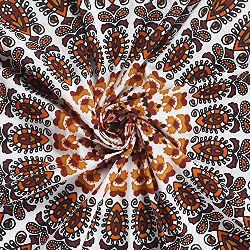 bless international handmade indian hippie bohemian psychedelic peacock mandala wall hanging college dorm beach throws table cloth bedding tapestry (orange brown, king(88x104inches)(225x265cms))