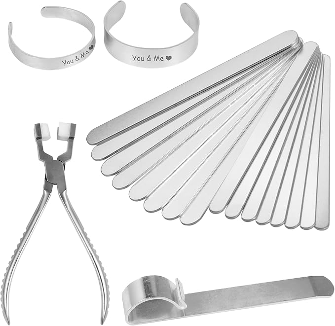 Joyibay 18 Pcs Bracelet Bending Bar Kit, Includes 16 6'' Aluminum Bracelet Blank, Stainless Steel Bending Tool and Bending Pliers, DIY Custom Bracelets Accessories, Jewelry Metal Making Kit