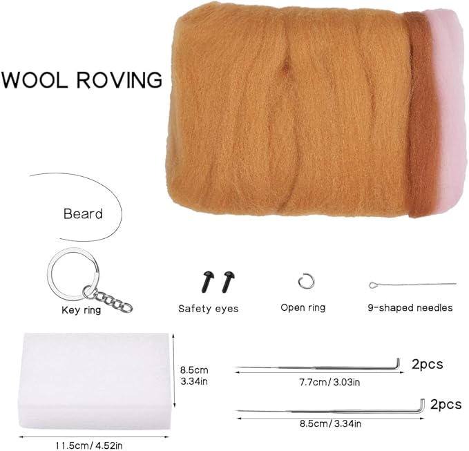 QMNNMA Needle Felting Kit, Animals Needle Felting Set, DIY Wool Felt Materials Set with Felting Tool and Instruction for Needle Felting Craft Project and DIY Handmade