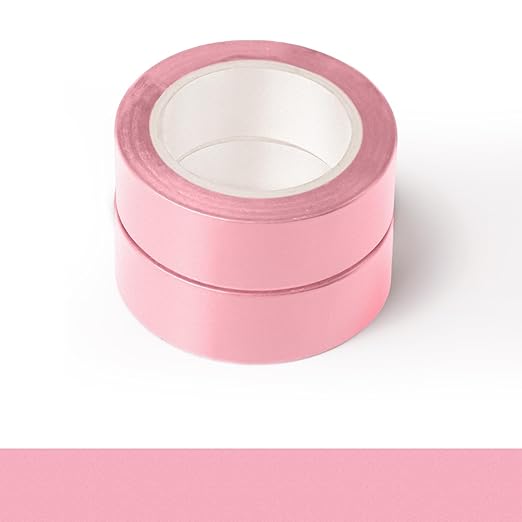 2Pack Pink Washi Tapes, Self-Adhesive Decorative Masking Tape, Decor Journals Scrapbooks Planners DIY Crafts Gift
