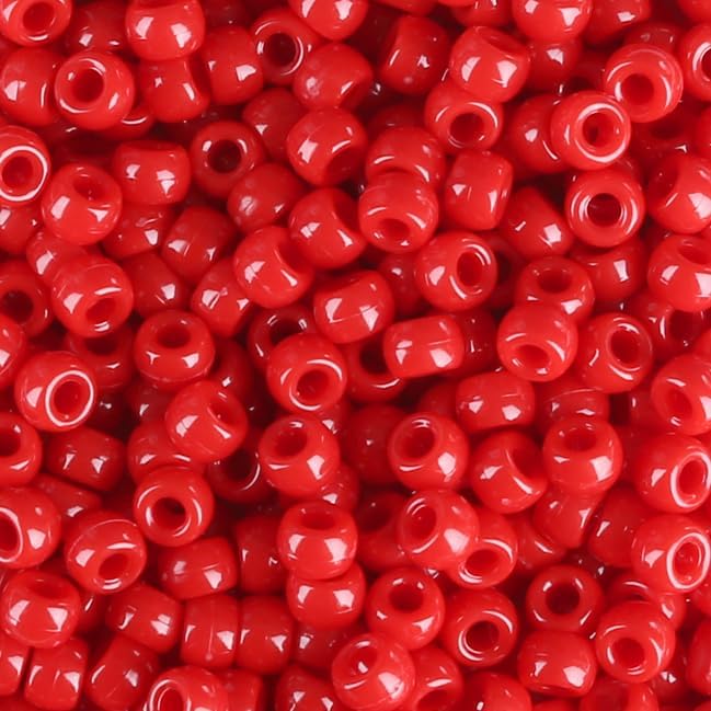 Red Pony Beads 1000Pcs 9mm Pony Beads Bulk Red Perler Beads for Friendship Bracelets Kandi Beads Hair Beads for Braids Beads for Crafts