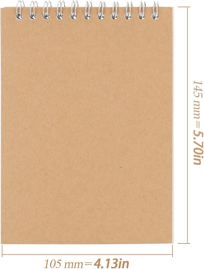 HEIHAK 20 Pack A6 Sketch Notebooks, 120 Pages 60 Sheets Top Spiral Bound Pocket Sketchbooks, Small Spiral Notepads Sketch Pads Bulk for Kids Drawing, Sketching, Painting, Writing, Crafting, 4" x 6"