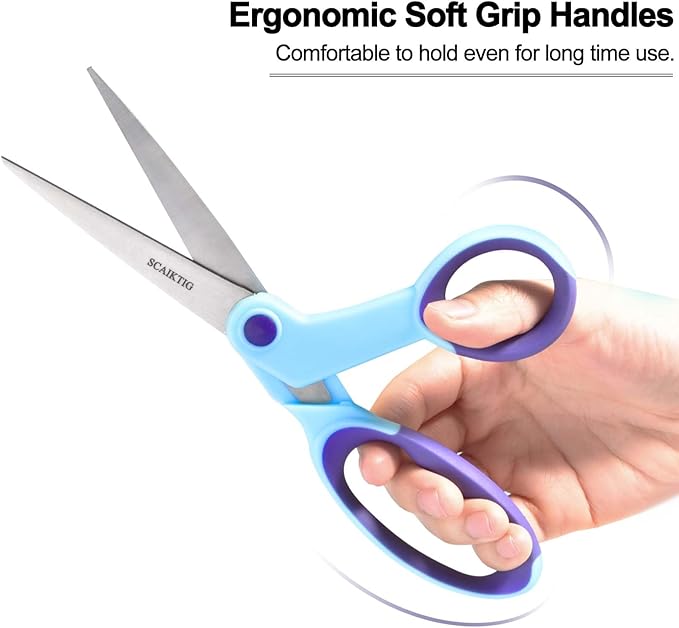 Premium Sewing Scissors Bundle, 8" Heavy Duty Fabric, 5" Embroidery, 4" Small Detail Scissors, 5" Thread Snips, Tailoring, Dressmaking, Quilting, Arts&Craft Supplies, Blue