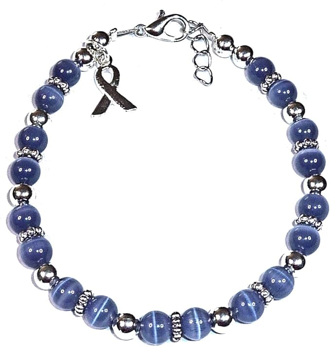Hidden Hollow Beads DIY Craft Beading Kit, Everything to Make Cancer Awareness Bracelets, Uses Wire, Crimps and Clasps, Fundraising and Gifts (Stomach Cancer - Periwinkle - Makes 5)