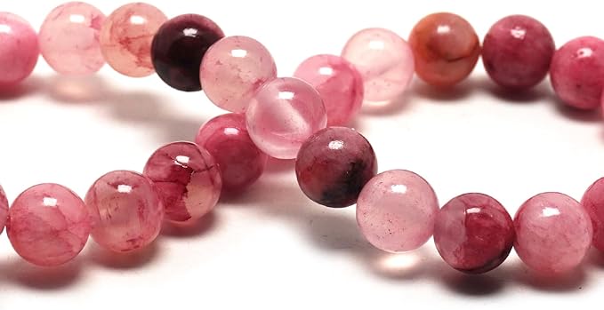 Jade Stone Beads Gemstone Beads for Jewelry Making - 6mm Round Loose Beads for Bracelets(59-62pcs, Blood-red Persian Jade)