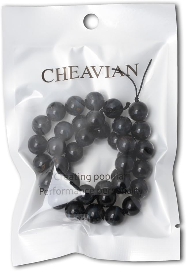 cheavian 35pcs 10mm natural blue tiger eye gemstone round loose beads for jewelry making diy findings 1 strand 15"
