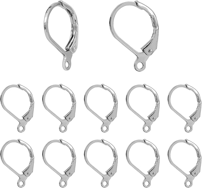 tmmate 100pcs silver filled leverback earring hooks, hypoallergenic french dangle ear wire findings for diy jewelry making (silver)