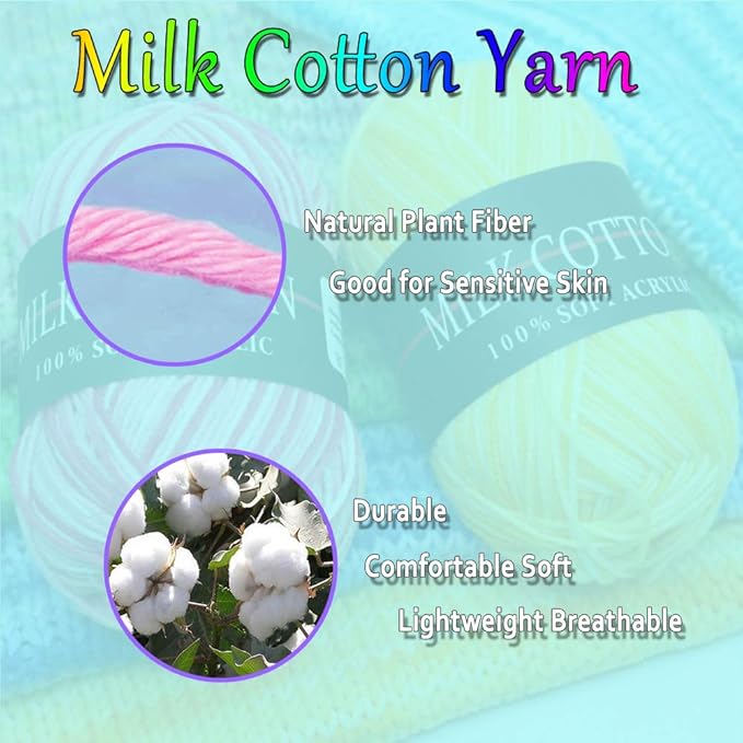 6 Rolls Crochet Yarn, for Crocheting, Assorted Colors Acrylic Soft Yarn Perfect for Any Knitting Crochet and Crafts Mini Project