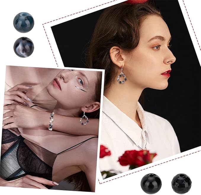 PH PandaHall 450pcs 8mm Marble Glass Beads - 15 Colors Black White Bracelet Beads Opaque Acrylic Loose Beads Spacers for Easter Ramadan Jewelry Making
