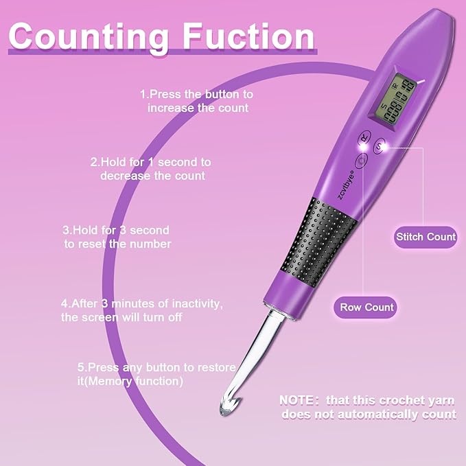 Transplant Crochet Hook Set with Stitch Counter,Crochet Kit with 24 Different Size Interchangeable Crochet Needle,Ergonomic with 2 Levels Led and Digital Stitch Counter for Crocheting and Knitting