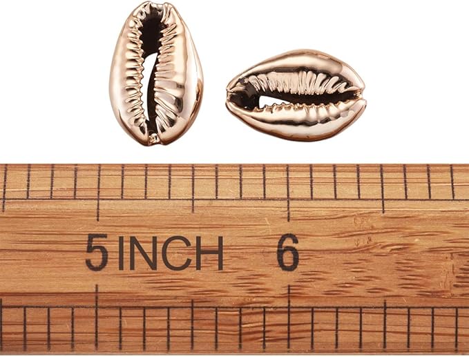 Cheriswelry 100pcs Sea Shell Electroplated Beads Undrilled Spiral Cowrie Shell Oval Beads Coral Ocean Summer Beach Loose Spacer Beads 17~21mm for DIY Bracelet Necklace Jewelry Making