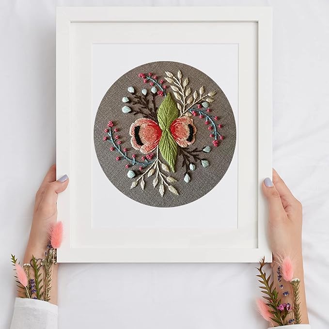 Louise Maelys Embroidery Starter Kit Full Range of Stamped Cross Stitch Kits for Beginner Including Cloth with Pattern,Embroidery Hoop,Color Threads