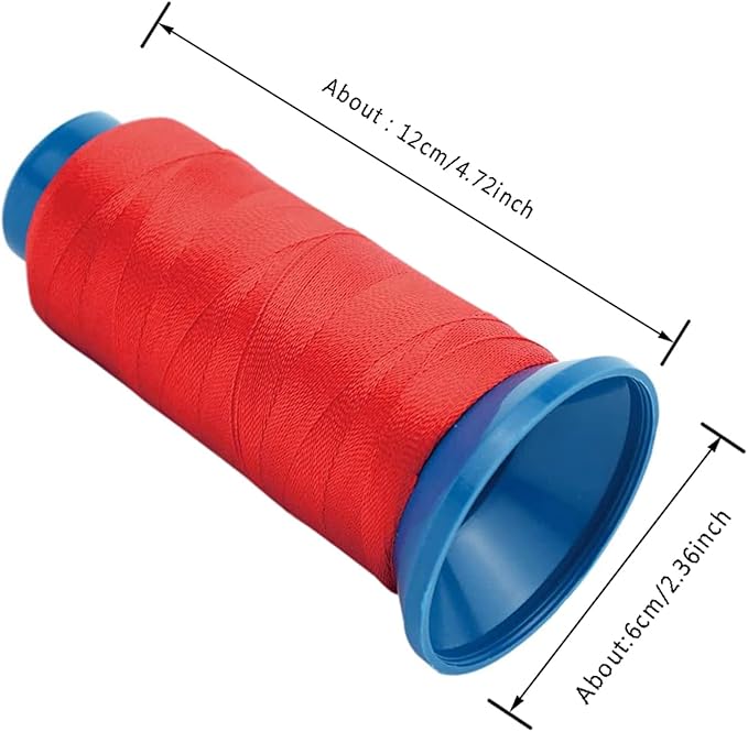 YANTAISIYU Red Polyester Weaving Thread, 1500 Yards, 210D Strength, Sewing Thread for Making Wigs, Hair Extension Kit with C Type Needles