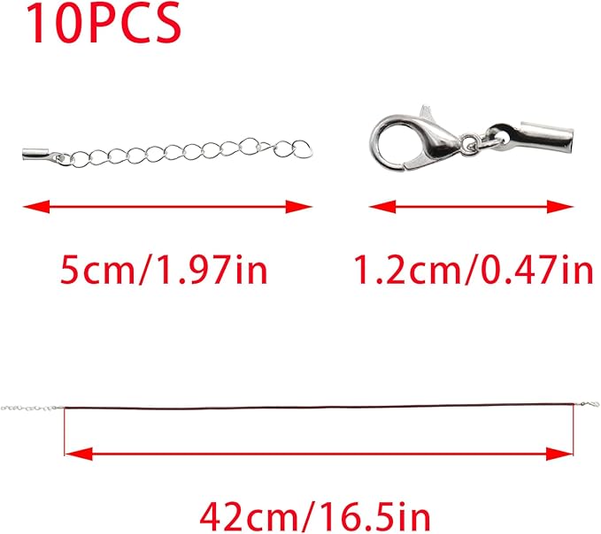 10 Pcs 2.0mm Leather Necklace Cords with Clasp,Waxed Cords,Necklace Ropes for Pendants and Jewelry Making(Wine Red)