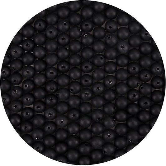 bonny boxx 500pcs 8mm matte black acrylic round beads, frosted plastic resin bubblegum balls chunky gumball beads for necklace and bracelet making, crafting supplies