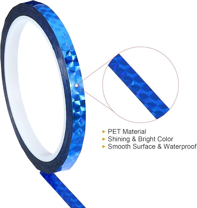 PATIKIL Prism Tape 0.3 Inch x 55 Yards, Holographic Metalized Reflective Adhesive for Detailing Accent Wall Decor Art, Blue
