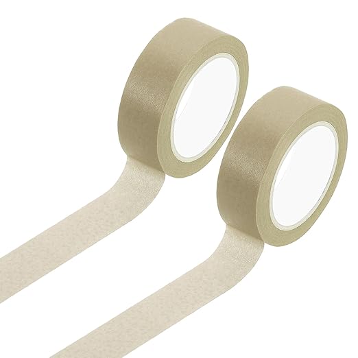 uxcell 2 Rolls Colored Washi Tape, 11 Yards x 0.6" Colored Masking Tape Painters Tape, Decorative Masking Tape for Arts & Crafts Labeling DIY Scrapbooking Gift Wrapping, Khaki