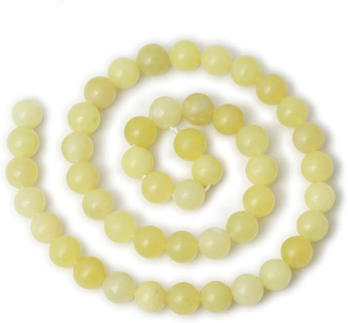 cheavian 45pcs 8mm natural yellow lemon jade gemstone round loose beads for jewelry making diy findings 1 strand 15"