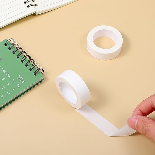 3 Rolls White Washi Tape Self-Adhesive Decorative Painters Tape 32 Feet x 0.6 Inch Washi Tapes Decorative Masking Tapes Duct Craft for Packaging Decor Journals Scrapbooks Planners DIY Gift