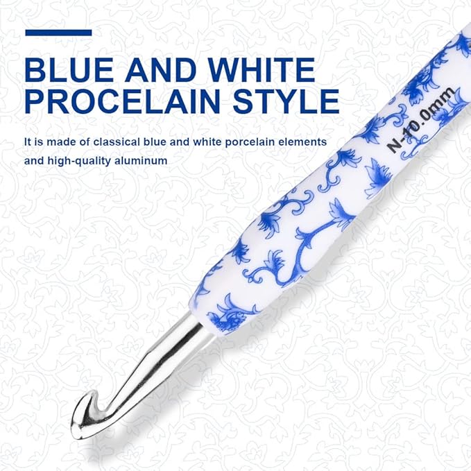 BCMRUN 10 mm(N) Large Crochet Hook, Ergonomic Grip Soft Handles Crochet Hook for Arthritic Hands, Extra Long  Knitting Needles for Beginners and Crocheting Yarn (10.0mm-N)