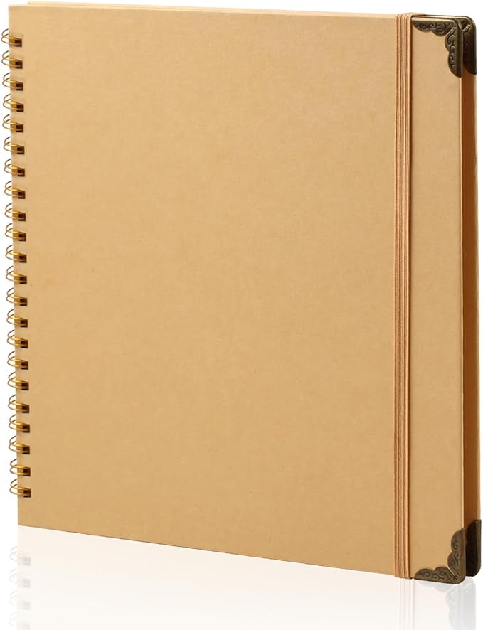Joyberg Scrapbook 80 Pages, Scrapbooking Supplies 8 x 8 In, junk journal Album Suitable for Album Memory Book Wedding, Anniversary Family, DIY Craft Projects (Brown)