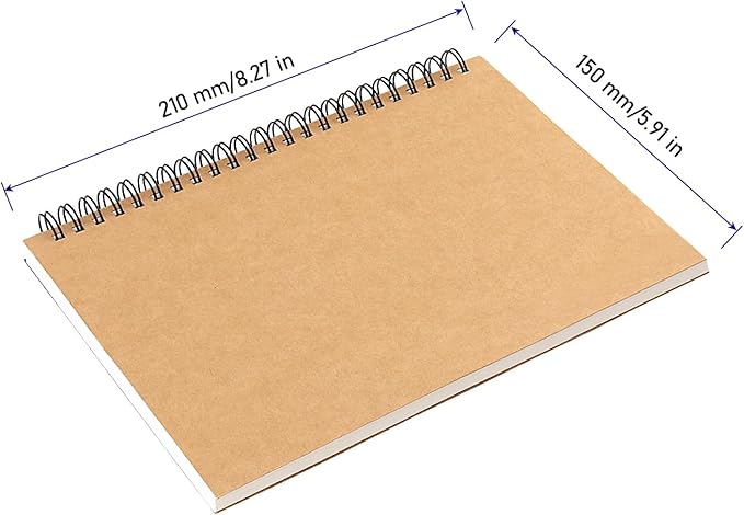 KINJOEK 20 PCS A5 Sketchbooks Bulk, 120 Pages 60 Sheets Side Spiral Bound Sketch Pads, A5 Kraft Cover Blank Spiral Notepads for Drawing, Sketching, Painting, Writing
