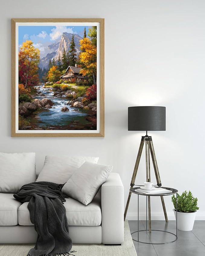14CT Counted Cross Stitch Kits for Adults Advanced Mountains Lake Printed Stamped Cross Stitch Kits for Adults (Mountain Lake 3)