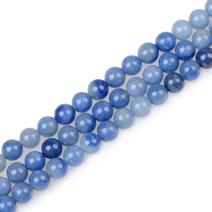 bymitel 210pcs natural crystal beads stone gemstone round energy healing loose beads with stretch cord for jewelry making bracelets anklets (blue aventurine, 6mm 210pcs)