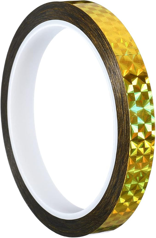 PATIKIL Prism Tape 0.5 Inch x 55 Yards, Holographic Metalized Reflective Adhesive for Detailing Accent Wall Decor Art, Gold