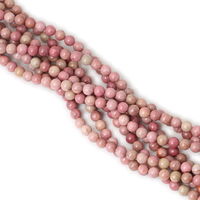 cheavian 45pcs 8mm natural rhodochrosite gemstone smooth round loose beads for jewelry making diy findings 1 strand 15"