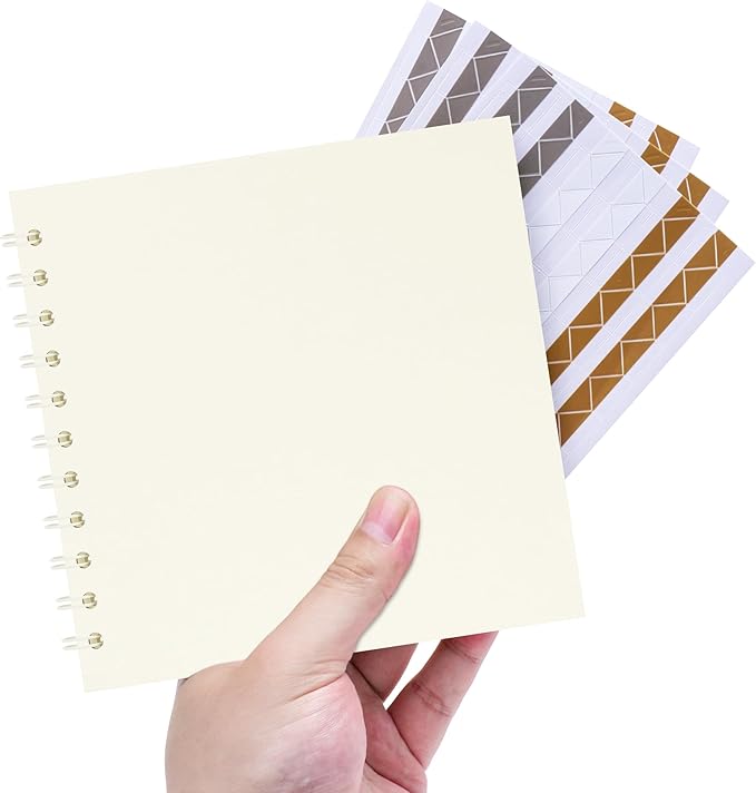 Polaroid Scrapbook Photo Album, 6.3"x6.3" DIY Scrapbook Album Hardcover Kraft Paper with 20 Sheets 40 Pages, Stylish Memory Book for Wedding, Anniervsary, Family, Travel, Cream