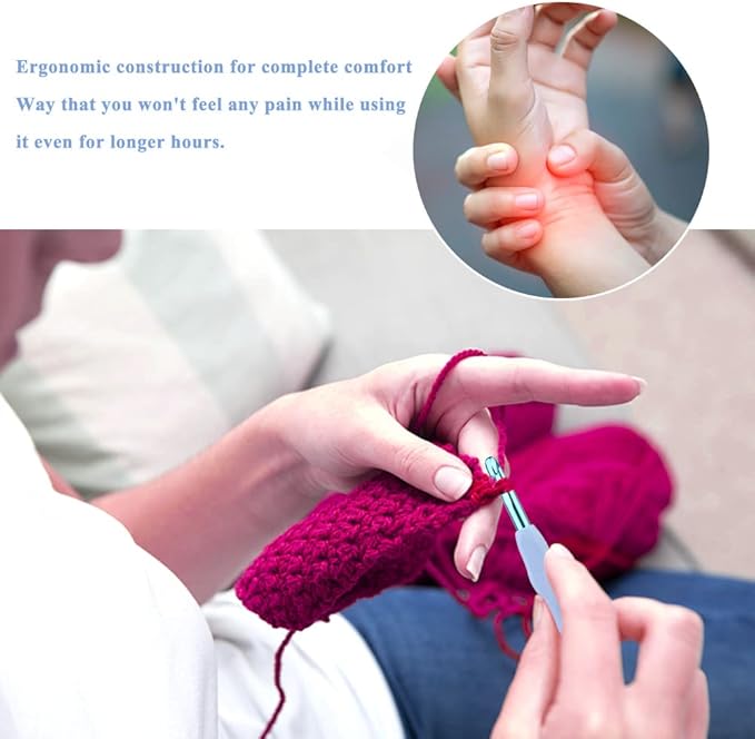 7mm Ergonomic Crochet Hook, Crochet Needles for Crocheting, Smooth Knitting Needles for Handmade DIY, Great Present for Women with Arthritic Hands, Random Color